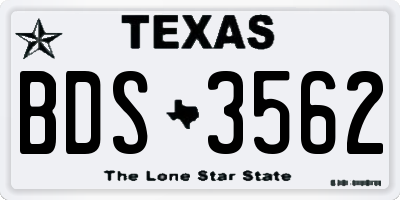 TX license plate BDS3562