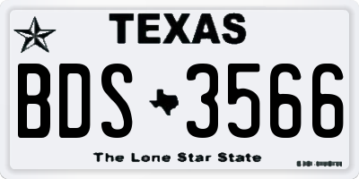 TX license plate BDS3566