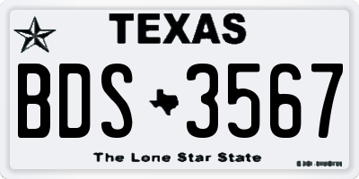 TX license plate BDS3567