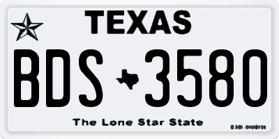 TX license plate BDS3580