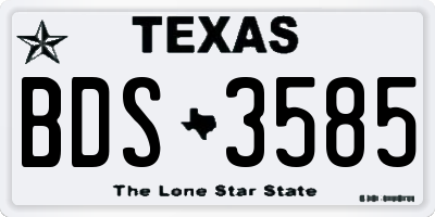 TX license plate BDS3585