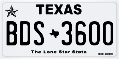 TX license plate BDS3600