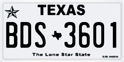 TX license plate BDS3601