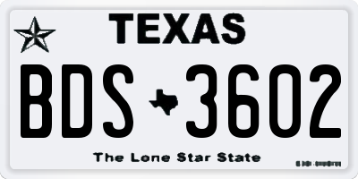 TX license plate BDS3602