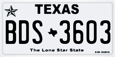 TX license plate BDS3603