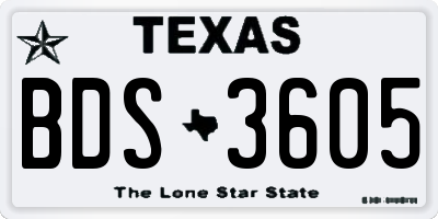 TX license plate BDS3605