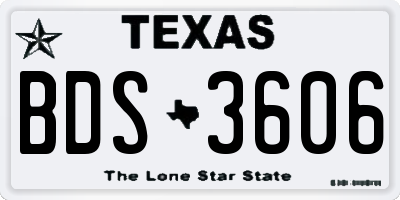 TX license plate BDS3606