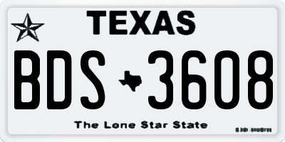 TX license plate BDS3608