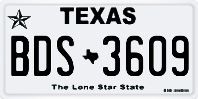 TX license plate BDS3609