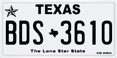 TX license plate BDS3610