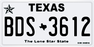 TX license plate BDS3612
