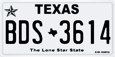 TX license plate BDS3614