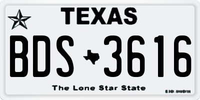 TX license plate BDS3616