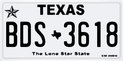 TX license plate BDS3618