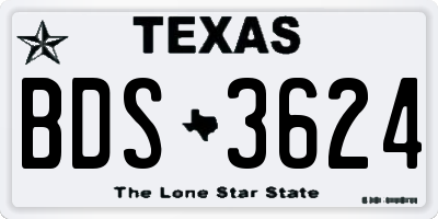 TX license plate BDS3624