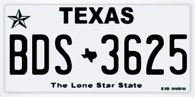 TX license plate BDS3625