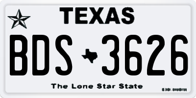 TX license plate BDS3626