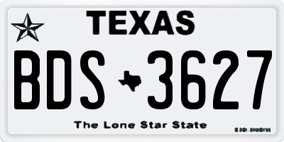 TX license plate BDS3627