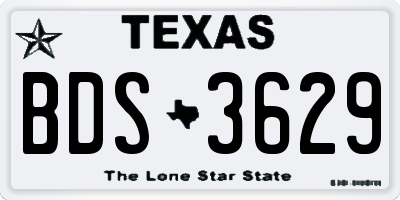 TX license plate BDS3629