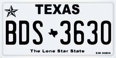 TX license plate BDS3630