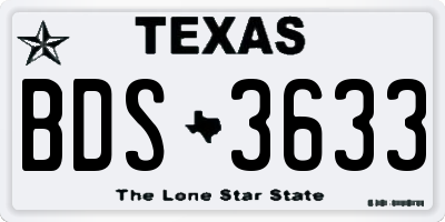 TX license plate BDS3633