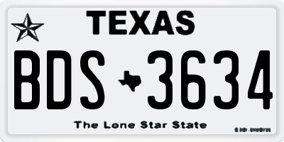 TX license plate BDS3634