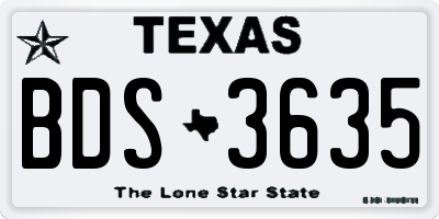 TX license plate BDS3635
