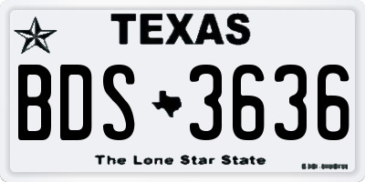TX license plate BDS3636