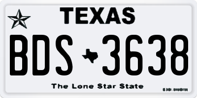 TX license plate BDS3638