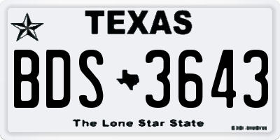 TX license plate BDS3643