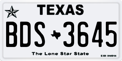 TX license plate BDS3645