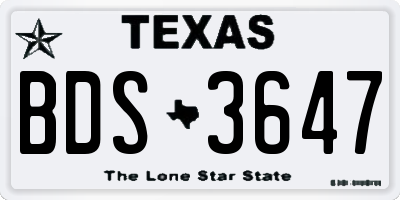 TX license plate BDS3647