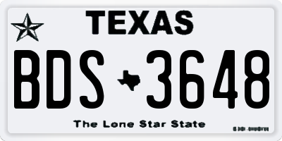 TX license plate BDS3648