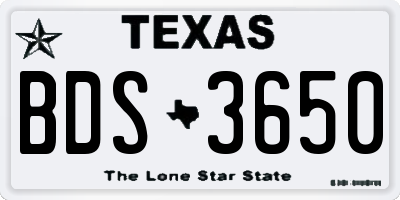TX license plate BDS3650