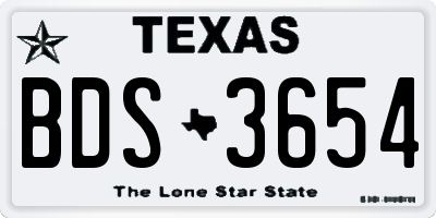 TX license plate BDS3654