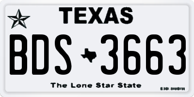TX license plate BDS3663