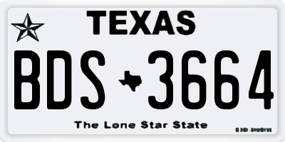 TX license plate BDS3664