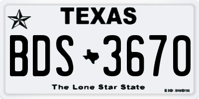 TX license plate BDS3670