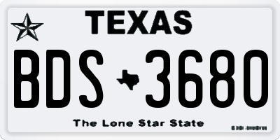 TX license plate BDS3680