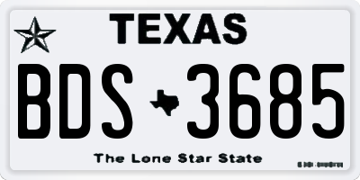 TX license plate BDS3685
