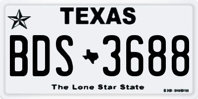 TX license plate BDS3688