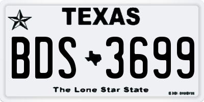 TX license plate BDS3699