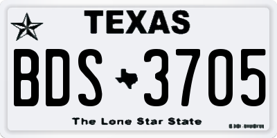 TX license plate BDS3705