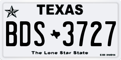 TX license plate BDS3727