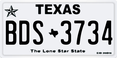 TX license plate BDS3734