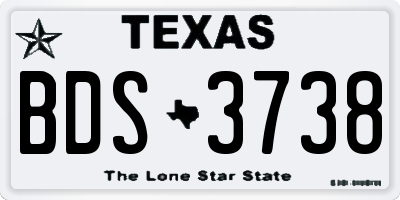 TX license plate BDS3738