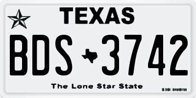 TX license plate BDS3742