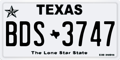 TX license plate BDS3747