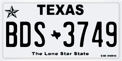 TX license plate BDS3749
