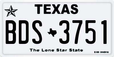 TX license plate BDS3751